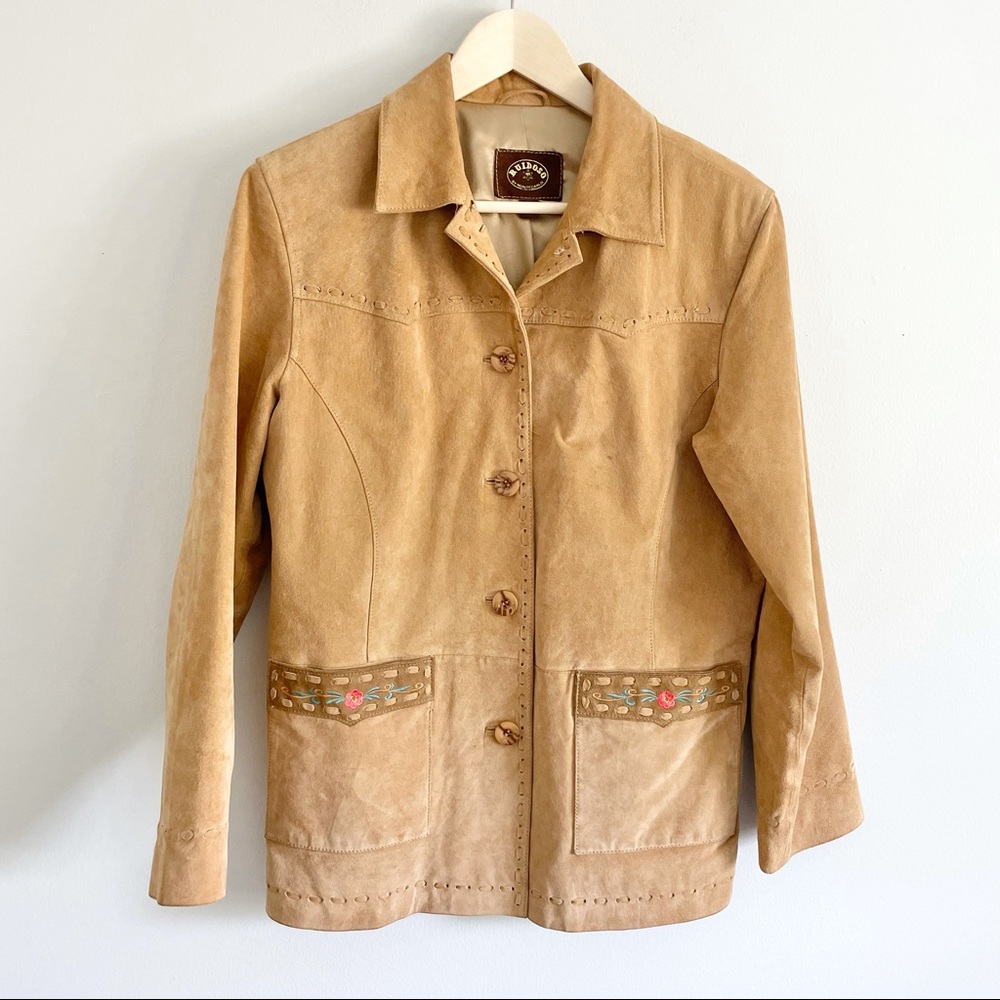 Vintage Embroidered Leather Weatern Cowboy Jacket